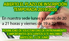 Abierto el plazo de inscripción para la temporada 2019-2020